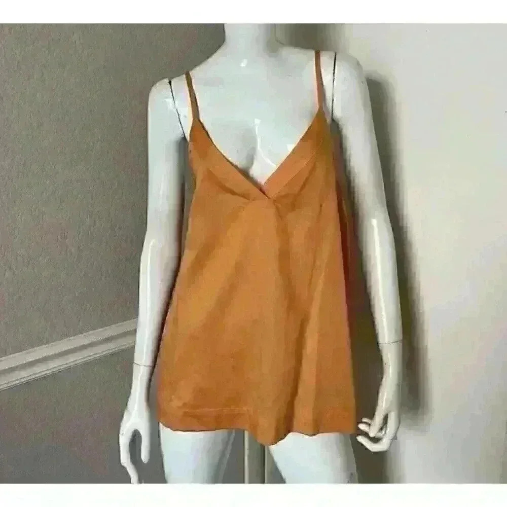 ATHLETA NWT! Bright Orange Organic Cotton Strappy COTTON DREAMS SLEEP CAMI Sz S